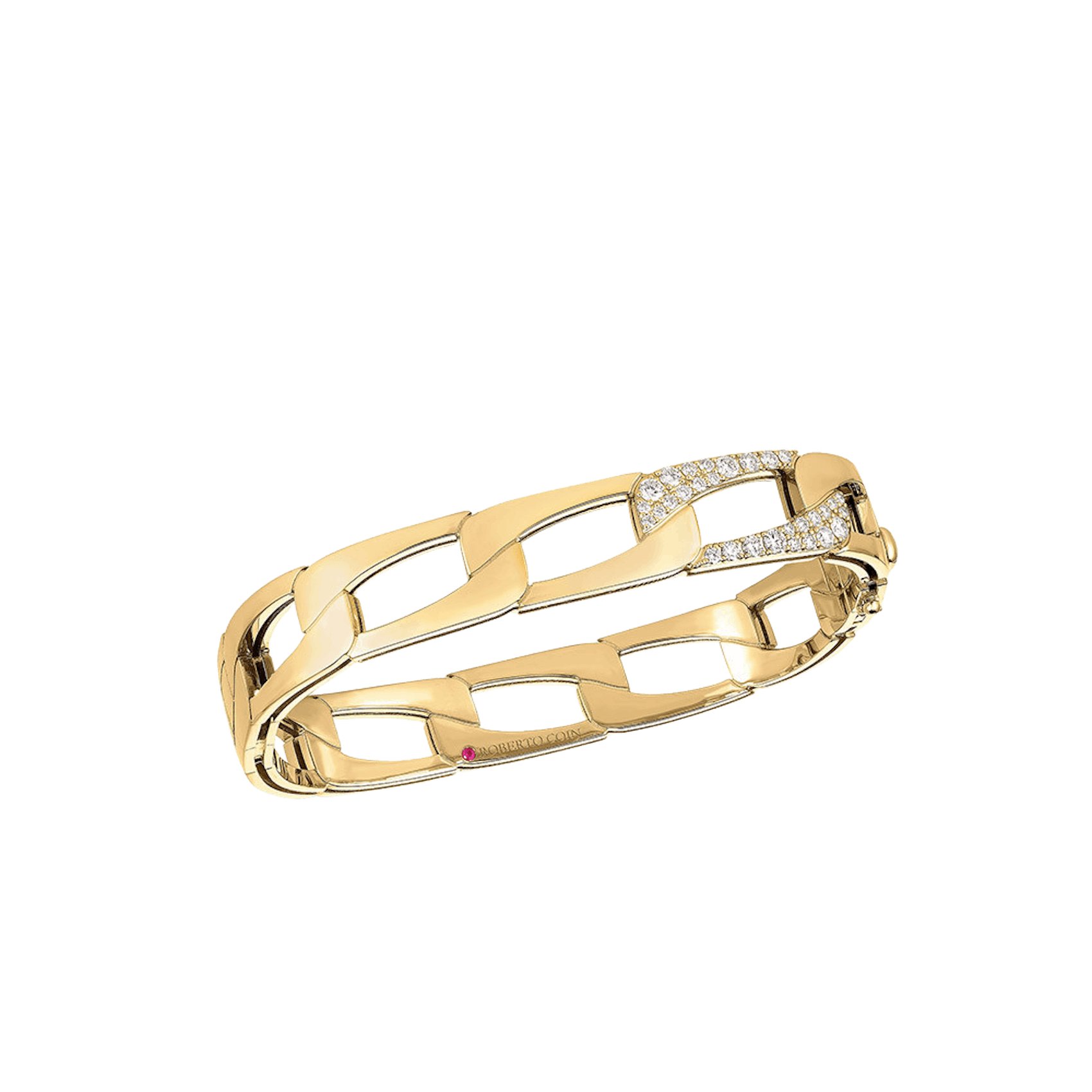 Vertical 18K Yellow Gold Navarra Diamond Bangle