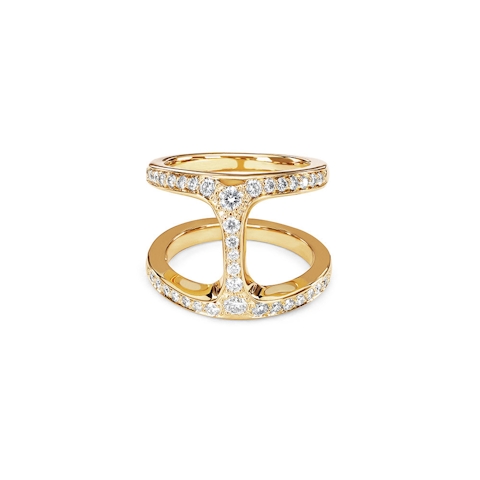 Vertical 18K Yellow Gold Phantom Dame Diamond Ring