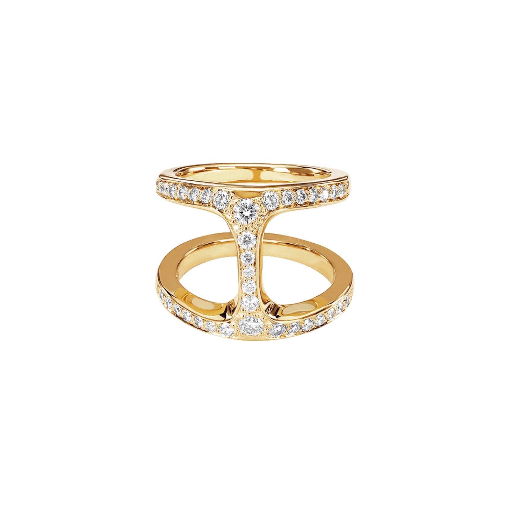 Vertical 18K Yellow Gold Phantom Dame Diamond Ring