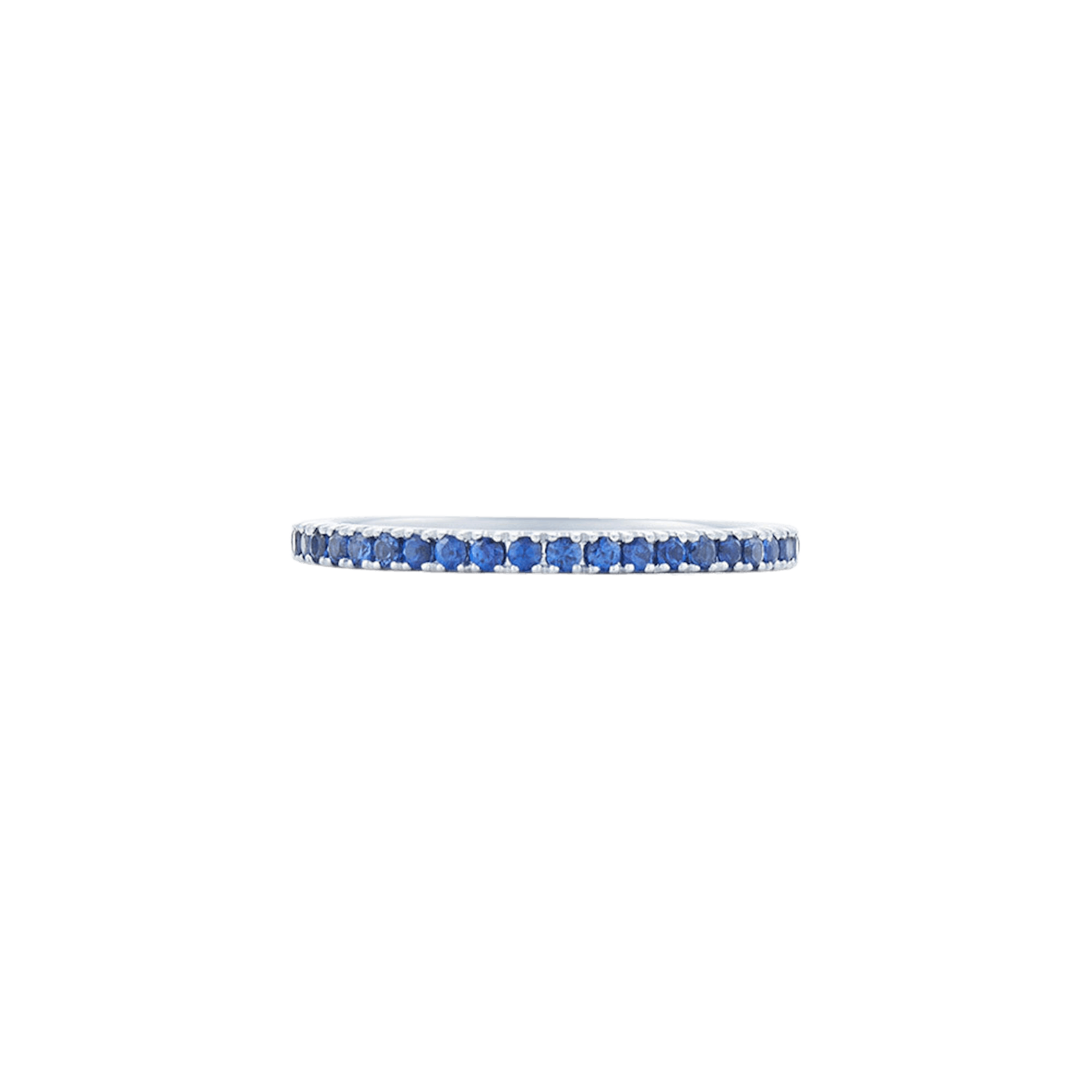 Vertical 18K White Gold Stackable Blue Sapphire Slim Band Ring