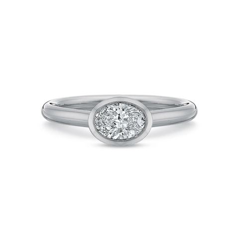 Vertical White Gold Diamond Bezel Semi-Mount Engagement Ring