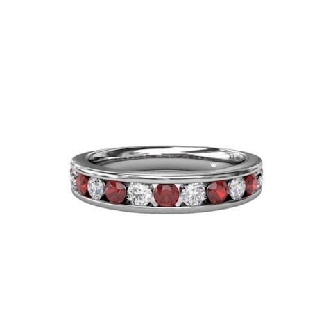 Vertical Single Row Diamond and Ruby Band W7021R