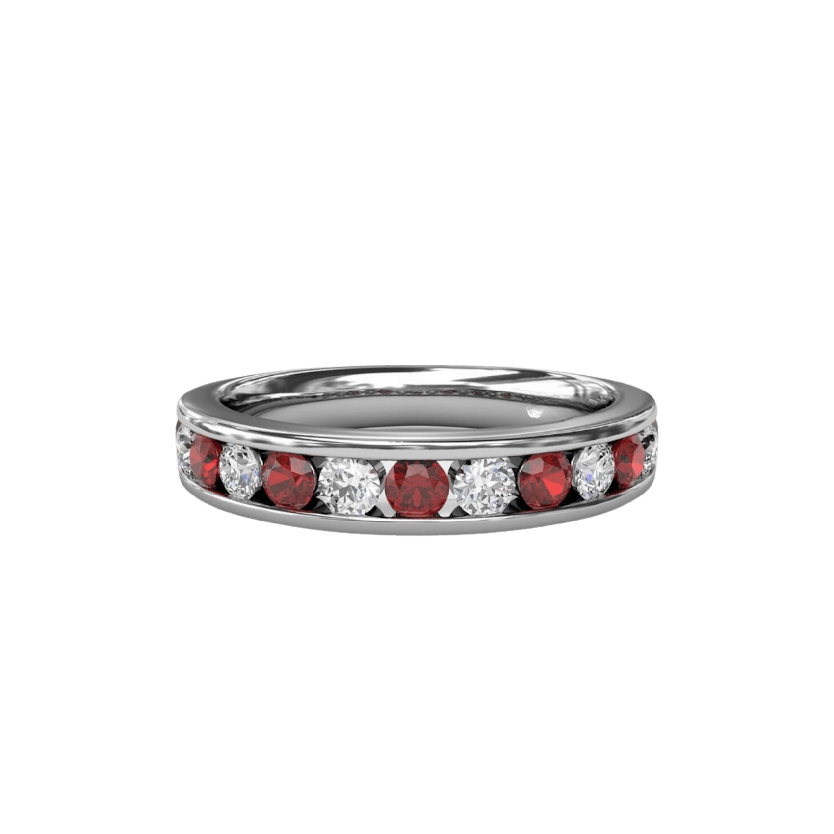 Vertical The 1916 Company Collection Single Row Diamond and Ruby Band W7021R