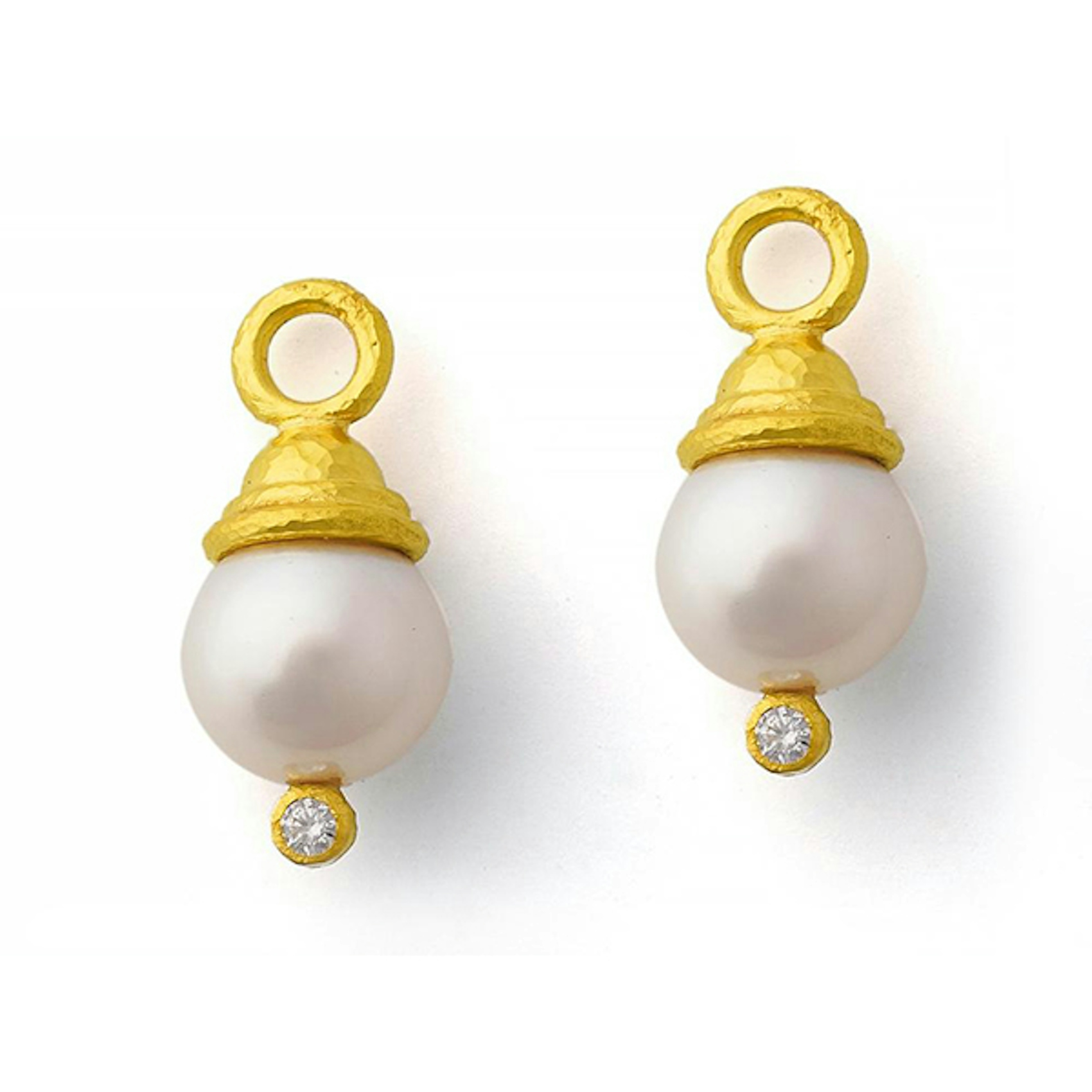 Vertical Pearl And Diamond Earrings Pendants