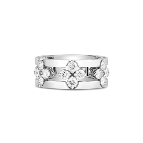 Vertical 18K White Gold Love in Verona Diamond Open Frame Ring