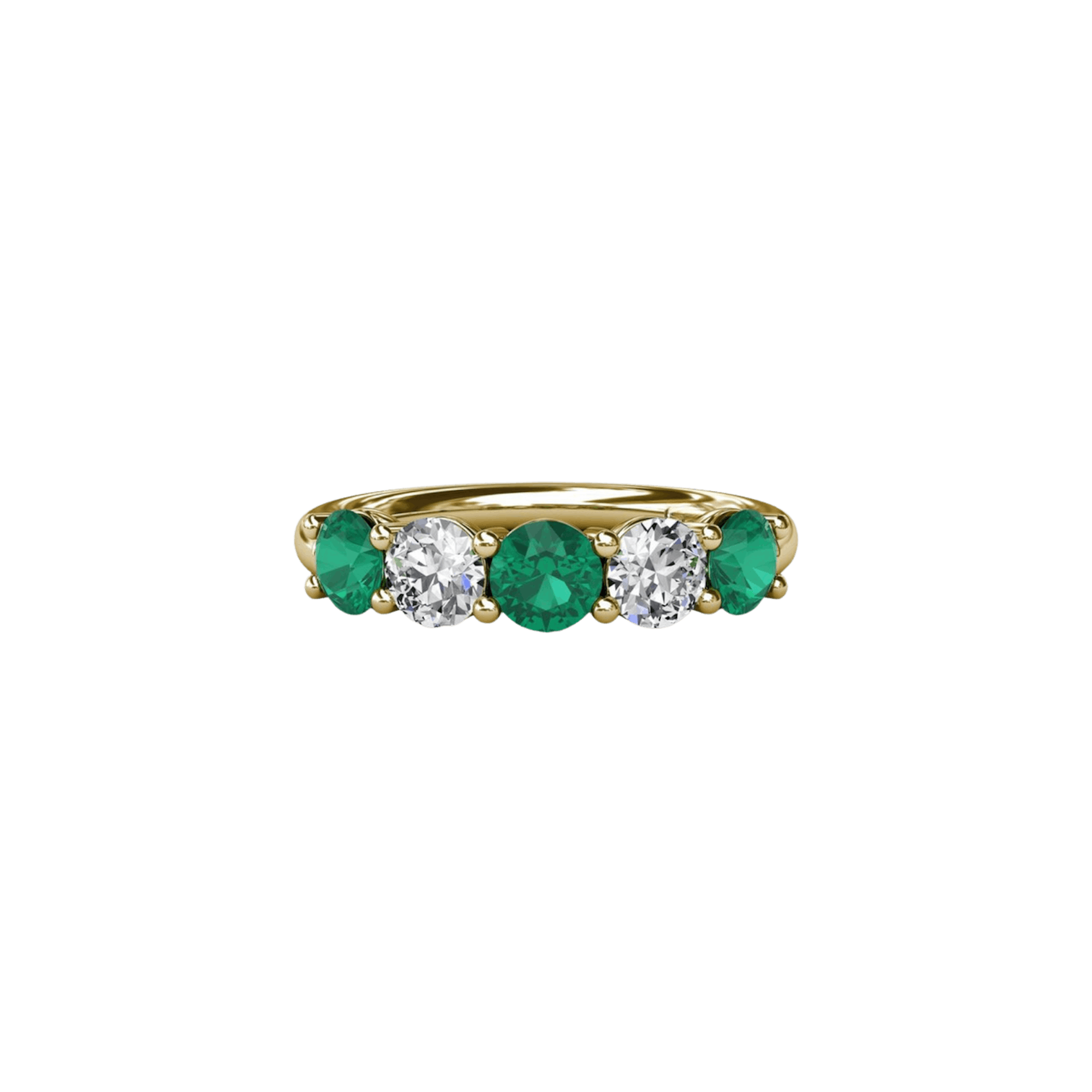 Vertical The 1916 Company Collection Chunky Emerald and Diamond Shared Prong Anniversary Band W6207E