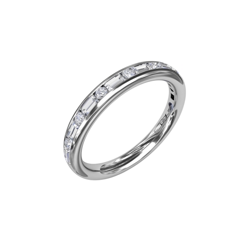 Vertical The 1916 Company Alternating Baguette and Round Diamond Band W7417