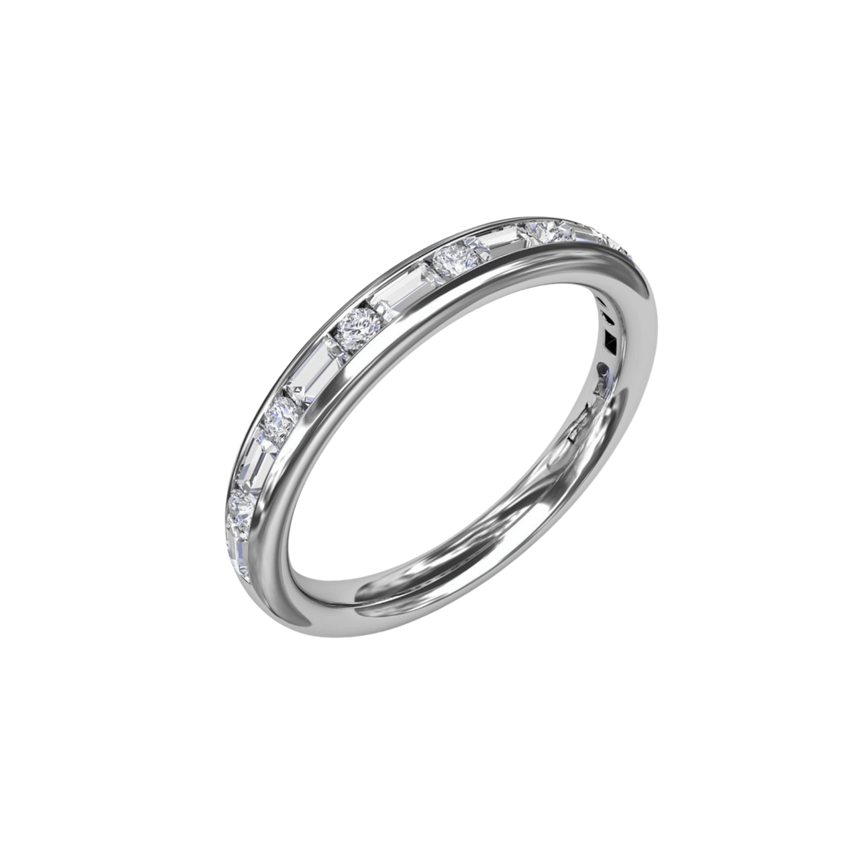 Vertical The 1916 Company Alternating Baguette and Round Diamond Band W7417