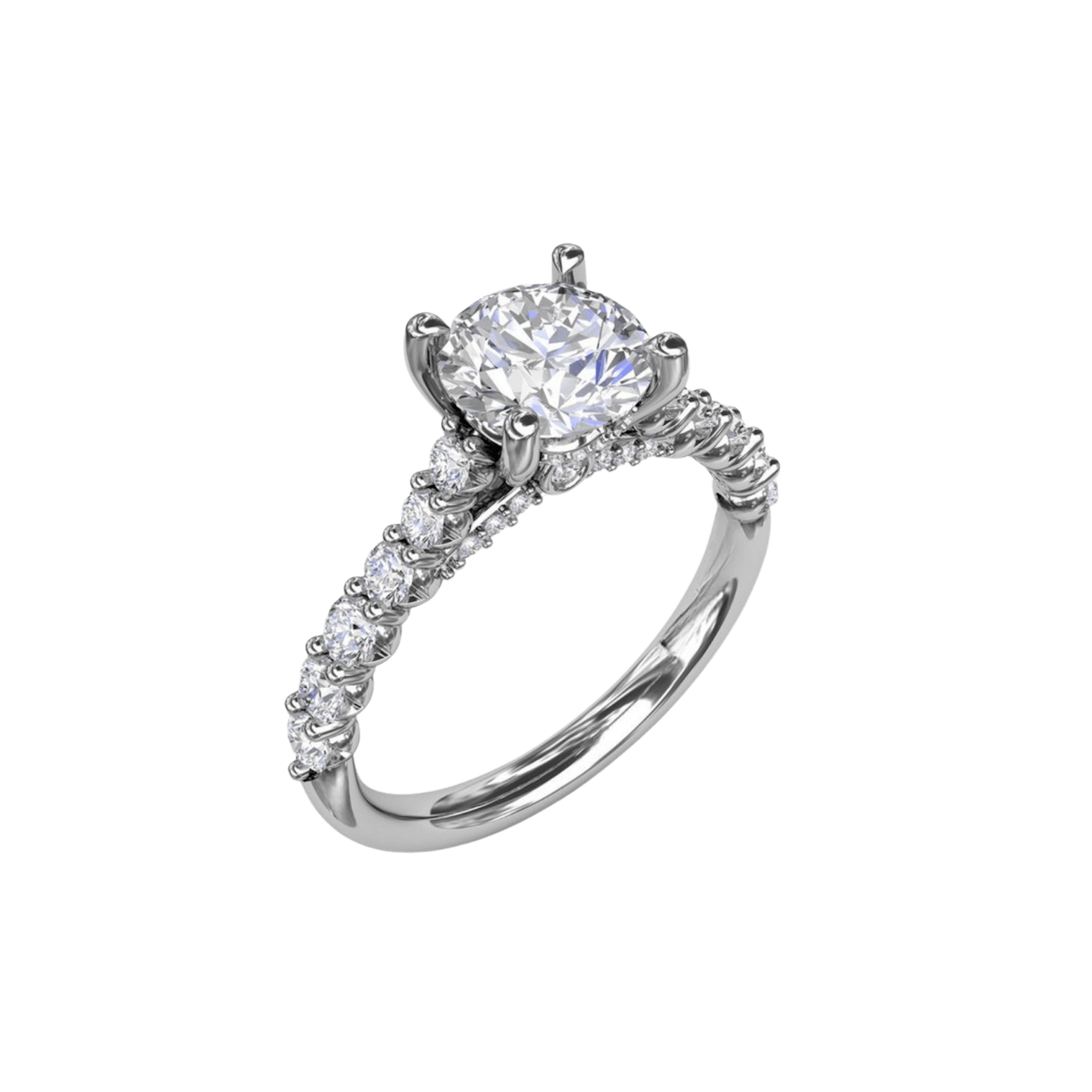 Vertical The 1916 Company Collection Contemporary Diamond Solitaire Engagement Ring With Hidden Halo S3216