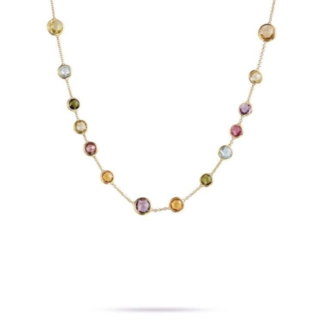 Vertical 18K Yellow Gold Jaipur Mixed Gemstone Necklace