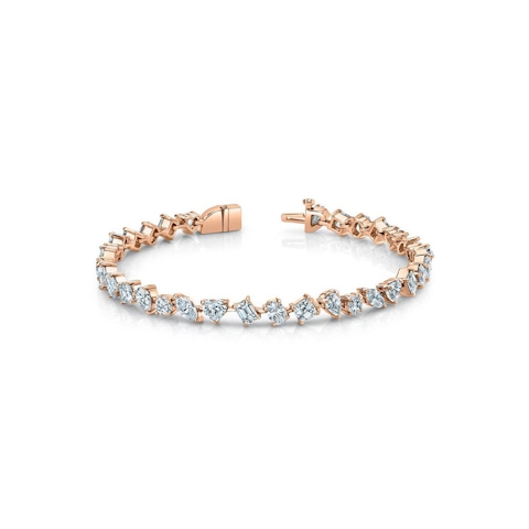 Vertical 18K Rose Gold Multi-Shape Diamond Bracelet
