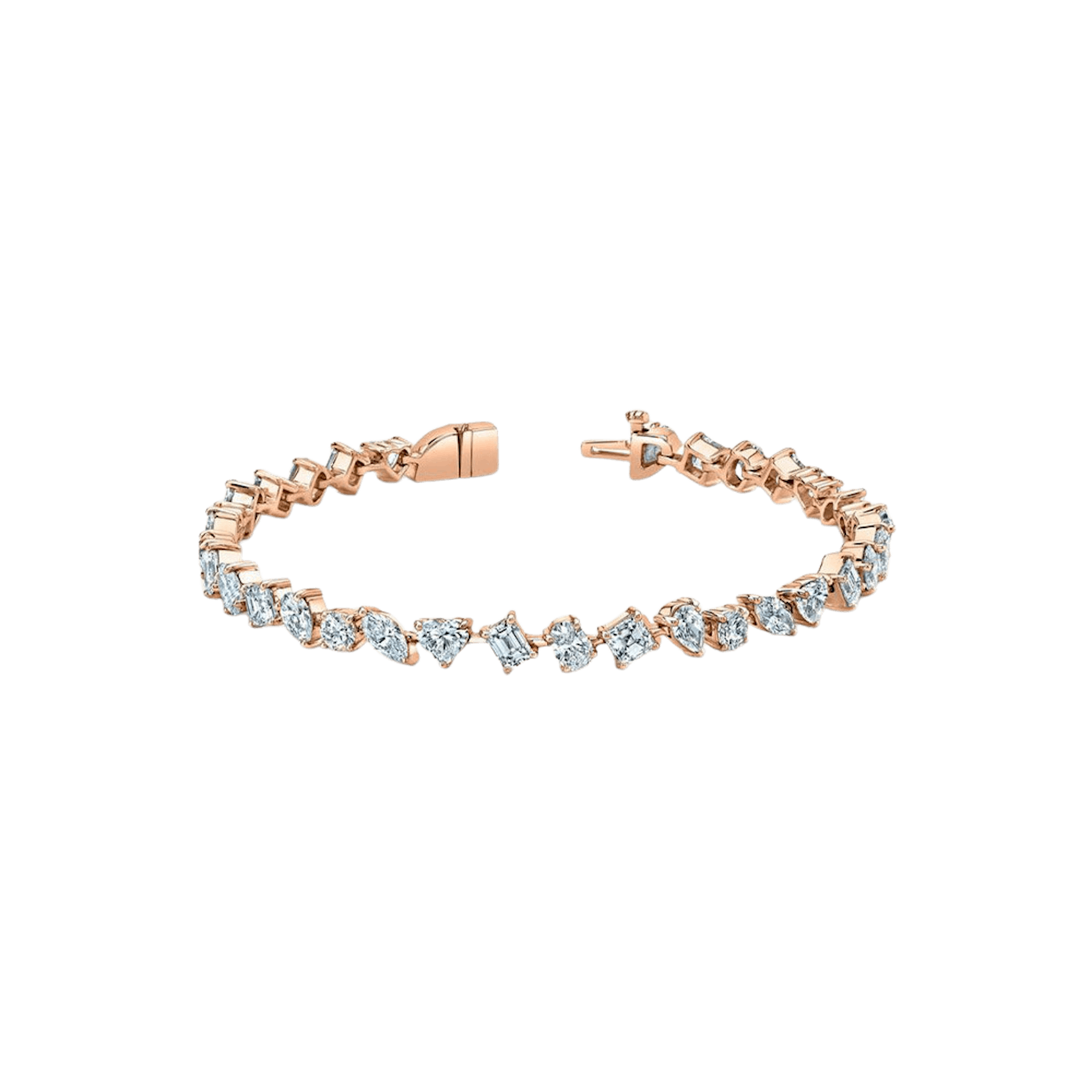 Vertical 18K Rose Gold Multi-Shape Diamond Bracelet