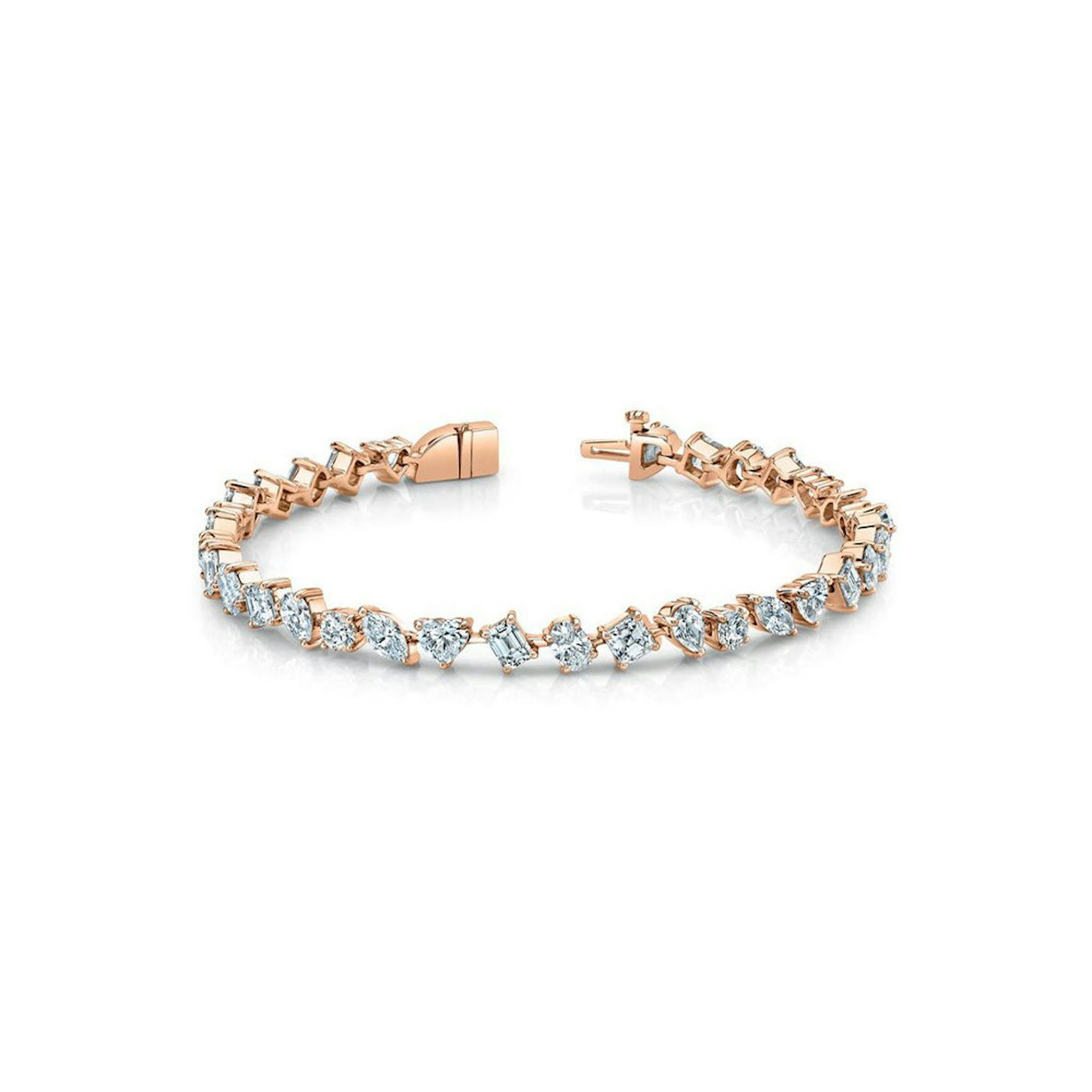 Vertical 18K Rose Gold Multi-Shape Diamond Bracelet