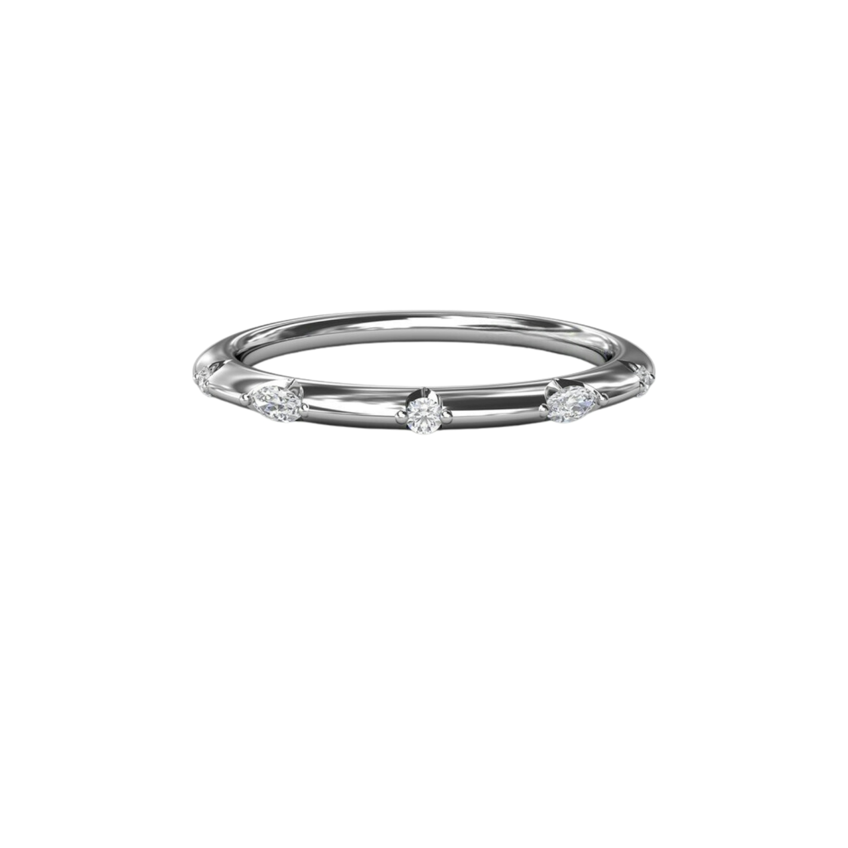 Vertical Captivating Raindrop Diamond Wedding Band W4094