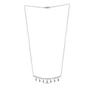 Vertical 14K White Gold Diamond Dangle Necklace