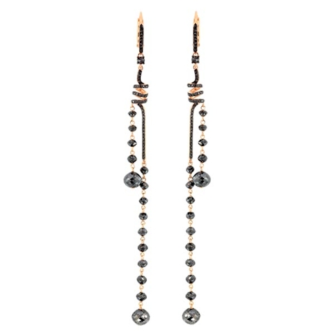 Vertical Black Diamond Drop Earrings