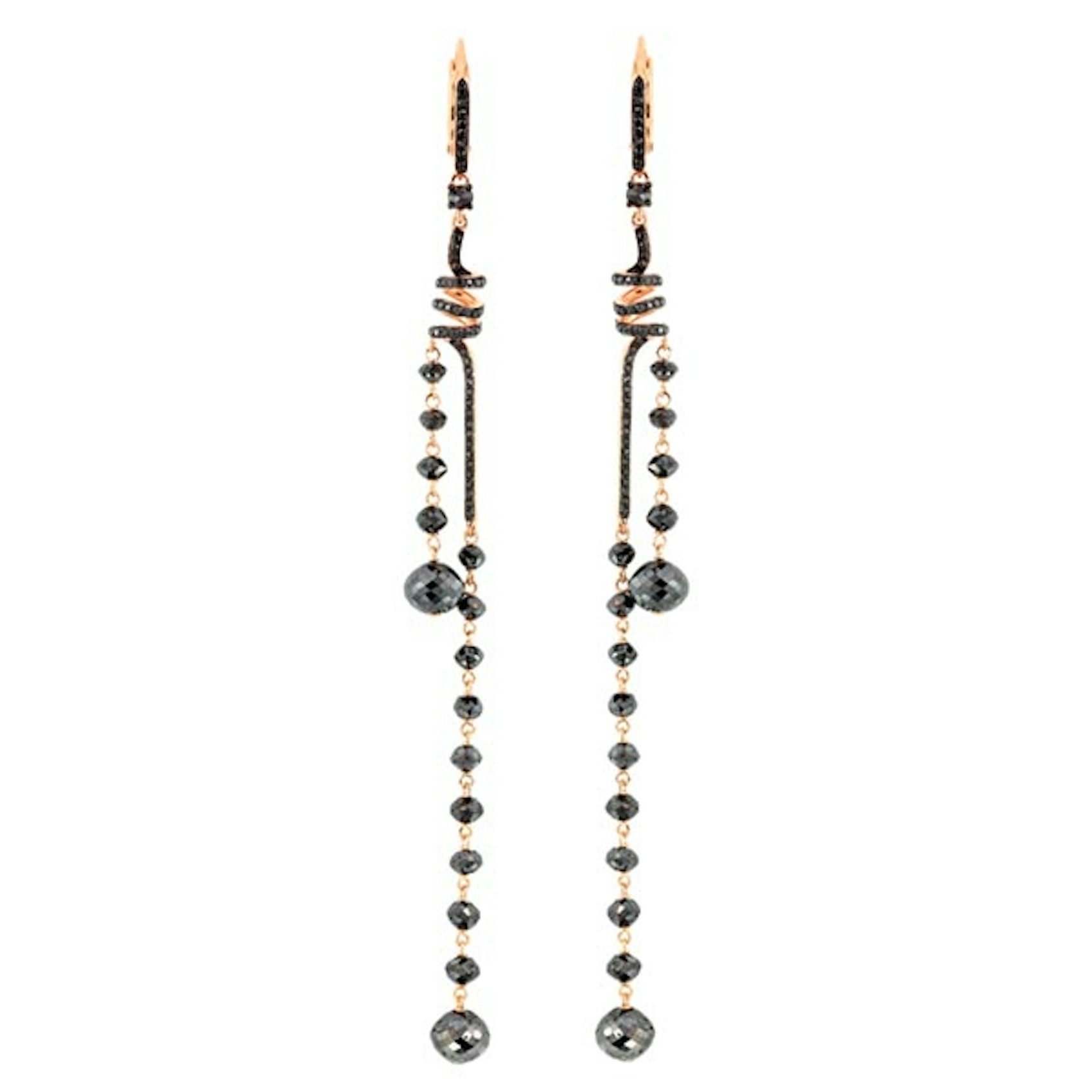 Vertical Black Diamond Drop Earrings