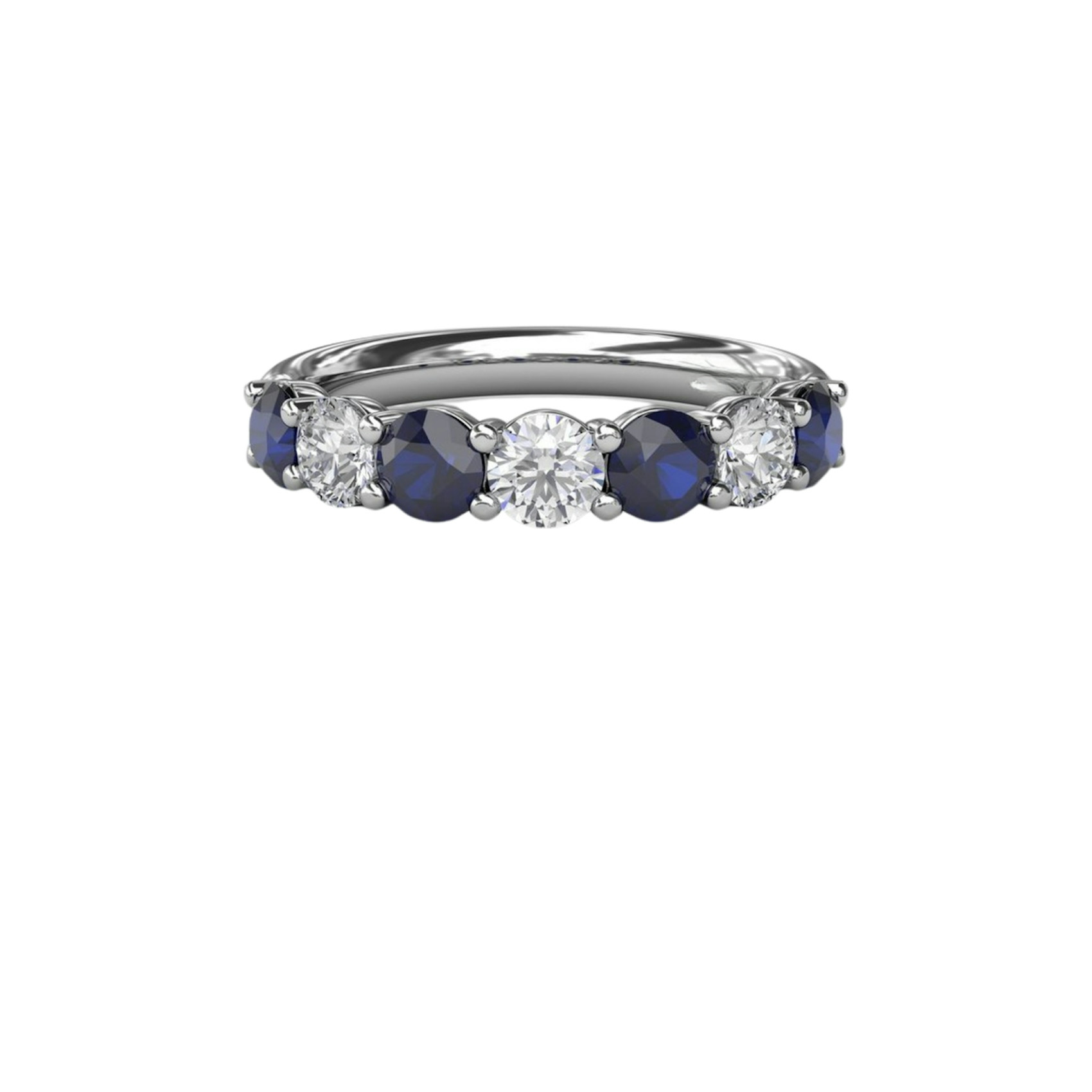 Vertical Sapphire and Diamond Shared Prong Anniversary Band W6206S