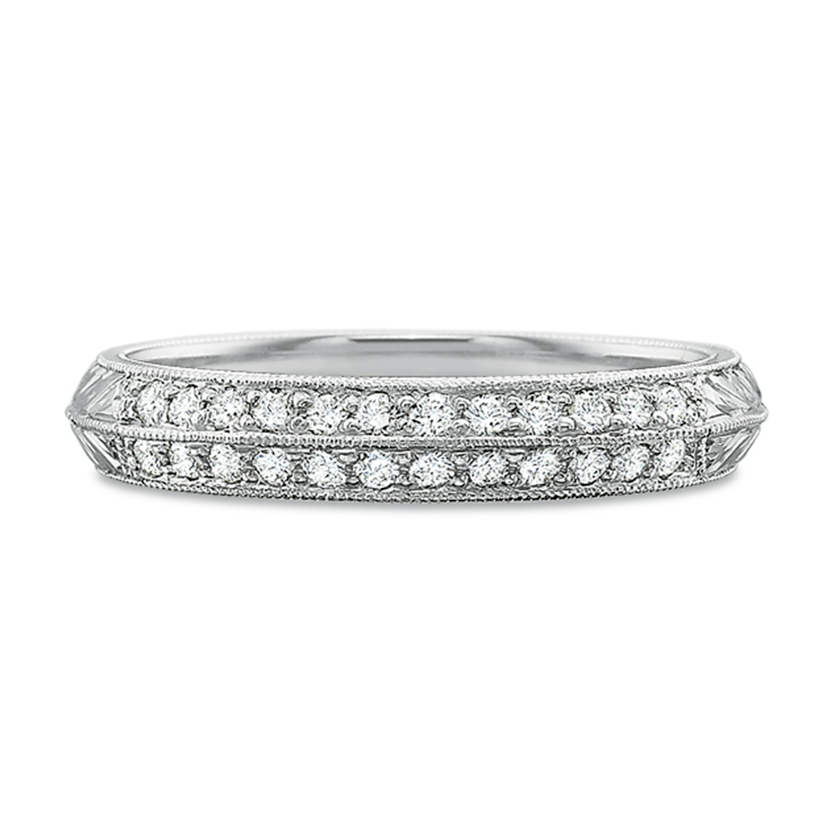 Vertical White Gold 2-Row Diamond Band