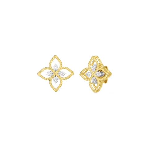 Vertical 18K Yellow Gold Principessa Diamond Small Studs