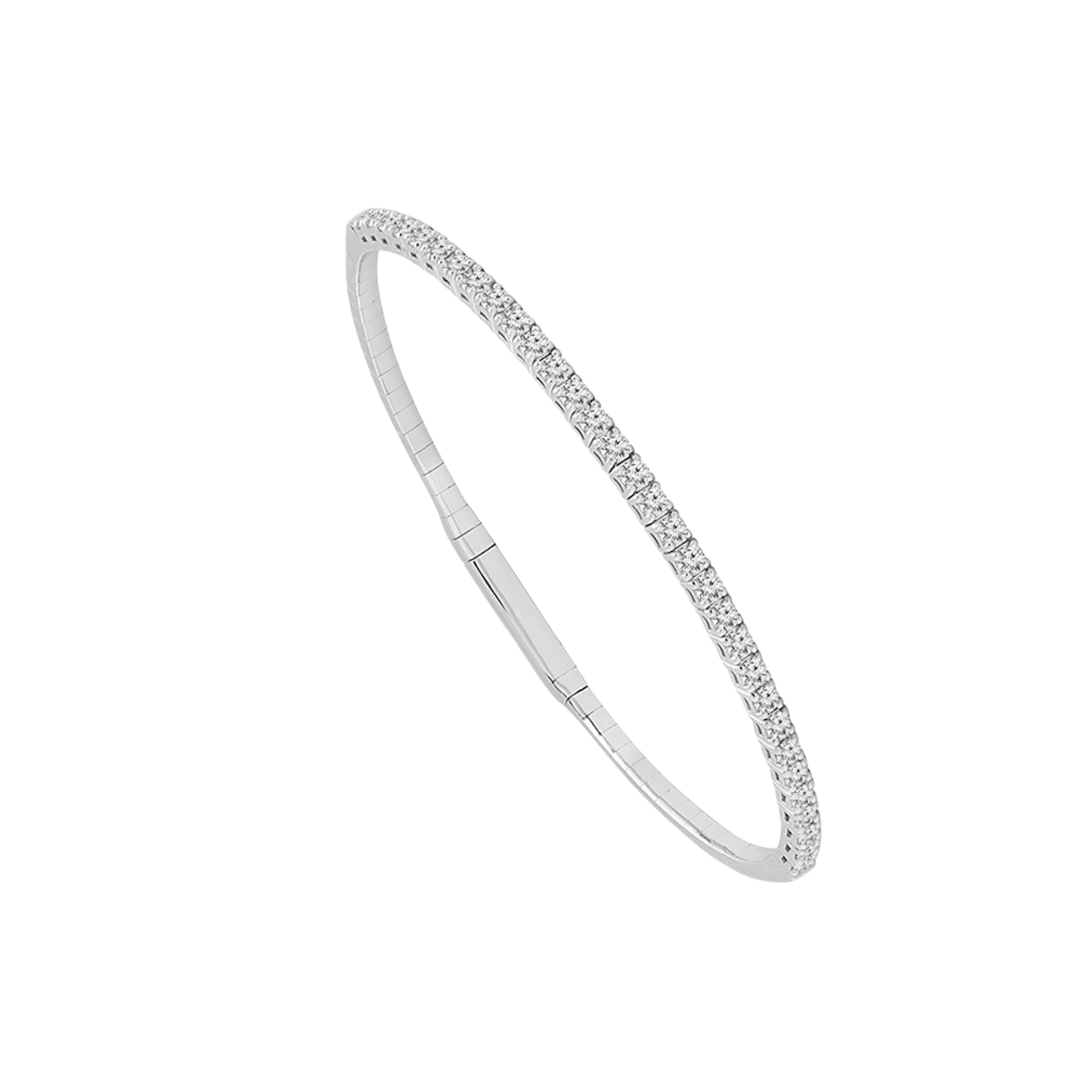 Vertical 14K White Gold Diamond Bangle