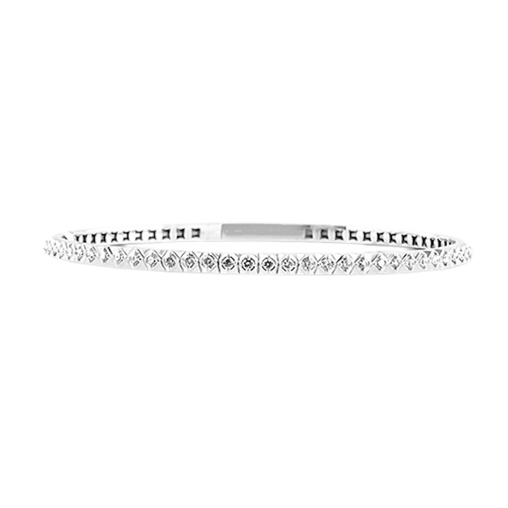 Vertical 14K White Gold and Titanium Bezel-Set Diamond Bangle