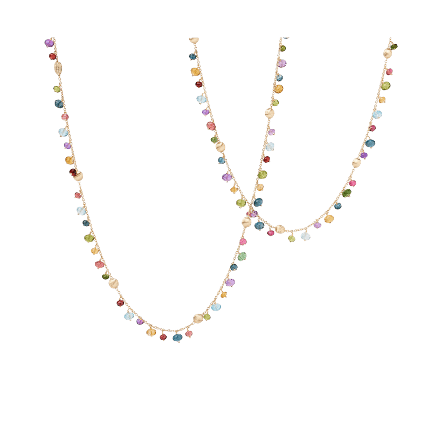 Vertical Africa Collection 18K Yellow Gold Mixed Gemstone Long Necklace