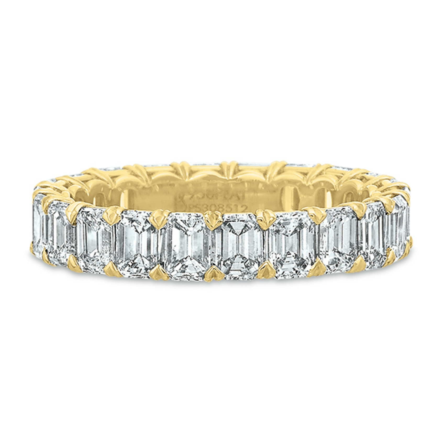 Vertical Yellow Gold Emerald Diamond Eternity Band