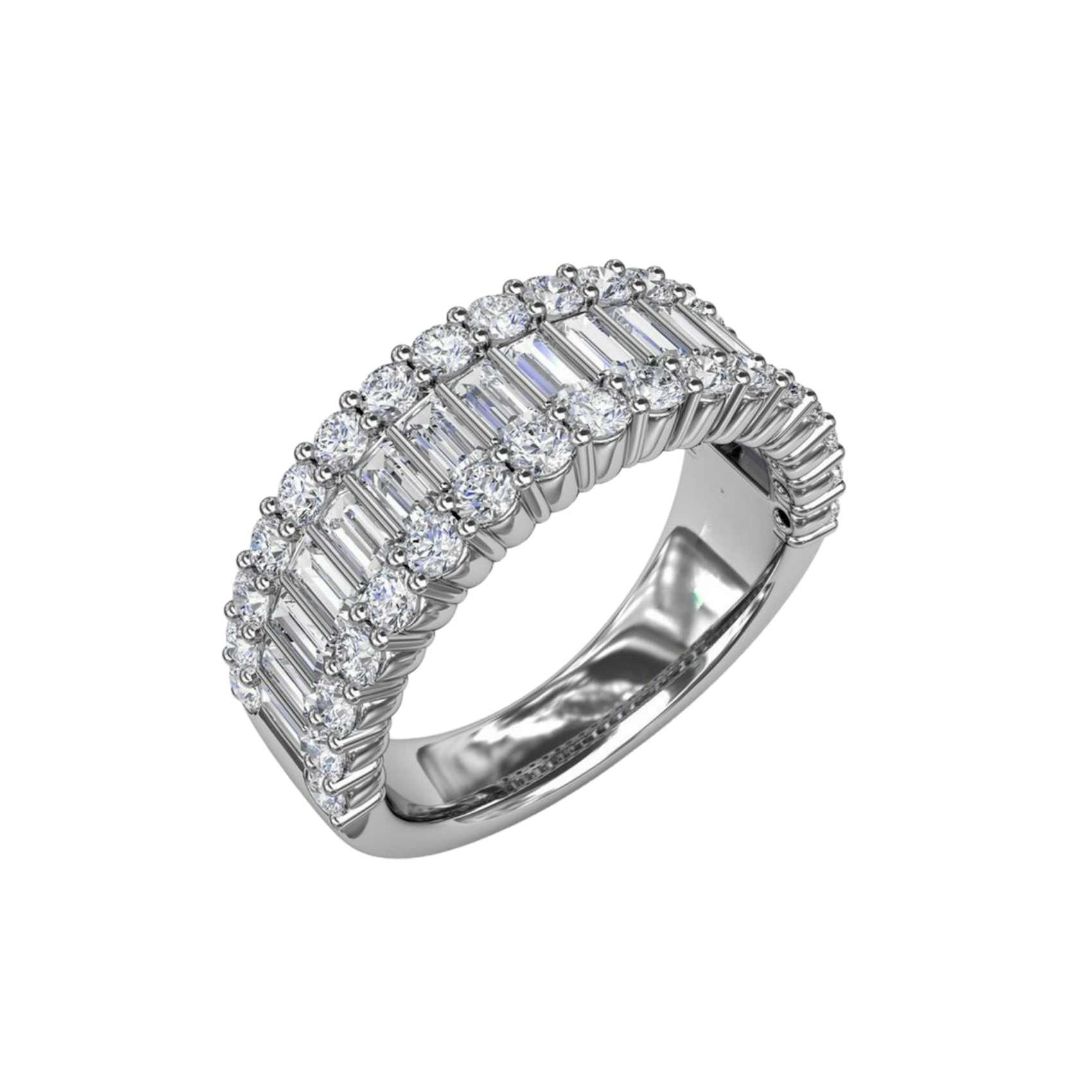 Vertical Layered Baguette Diamond Band R2009
