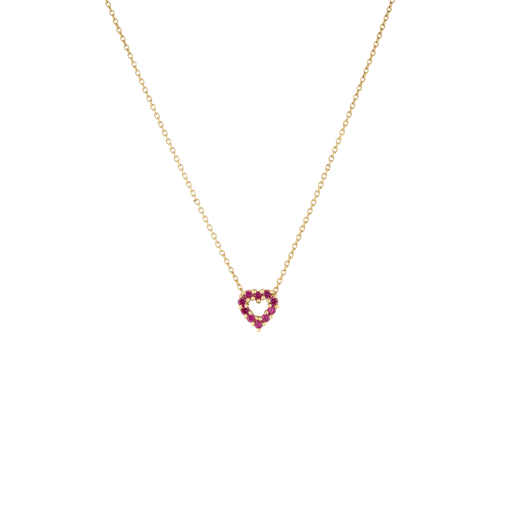 Vertical 18K Yellow Gold Tiny Treasures Diamond and Ruby Reversible Heart Necklace