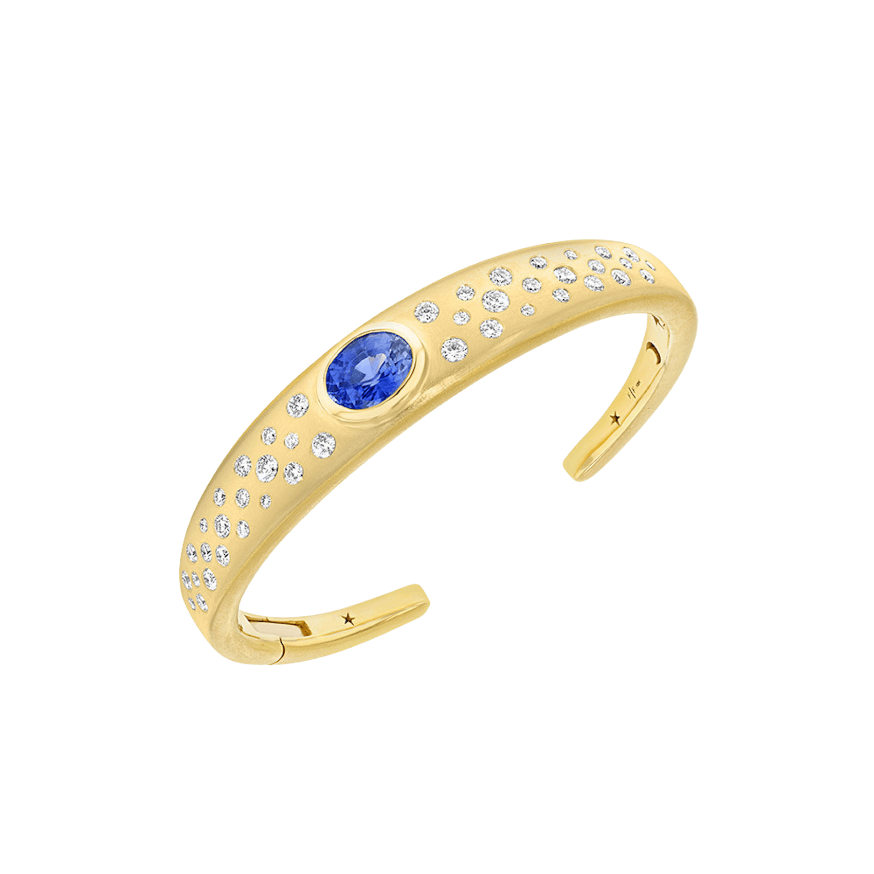 Vertical 18K Yellow Gold Stargaze Mystic Blue Sapphire and Diamond Bracelet