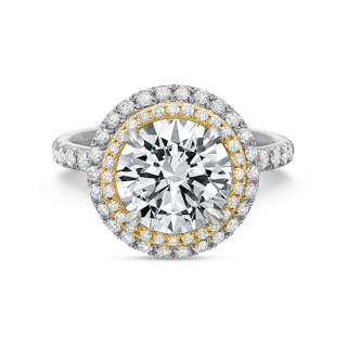 Vertical White & Yellow Gold Halo Semi-Mount Engagement Ring
