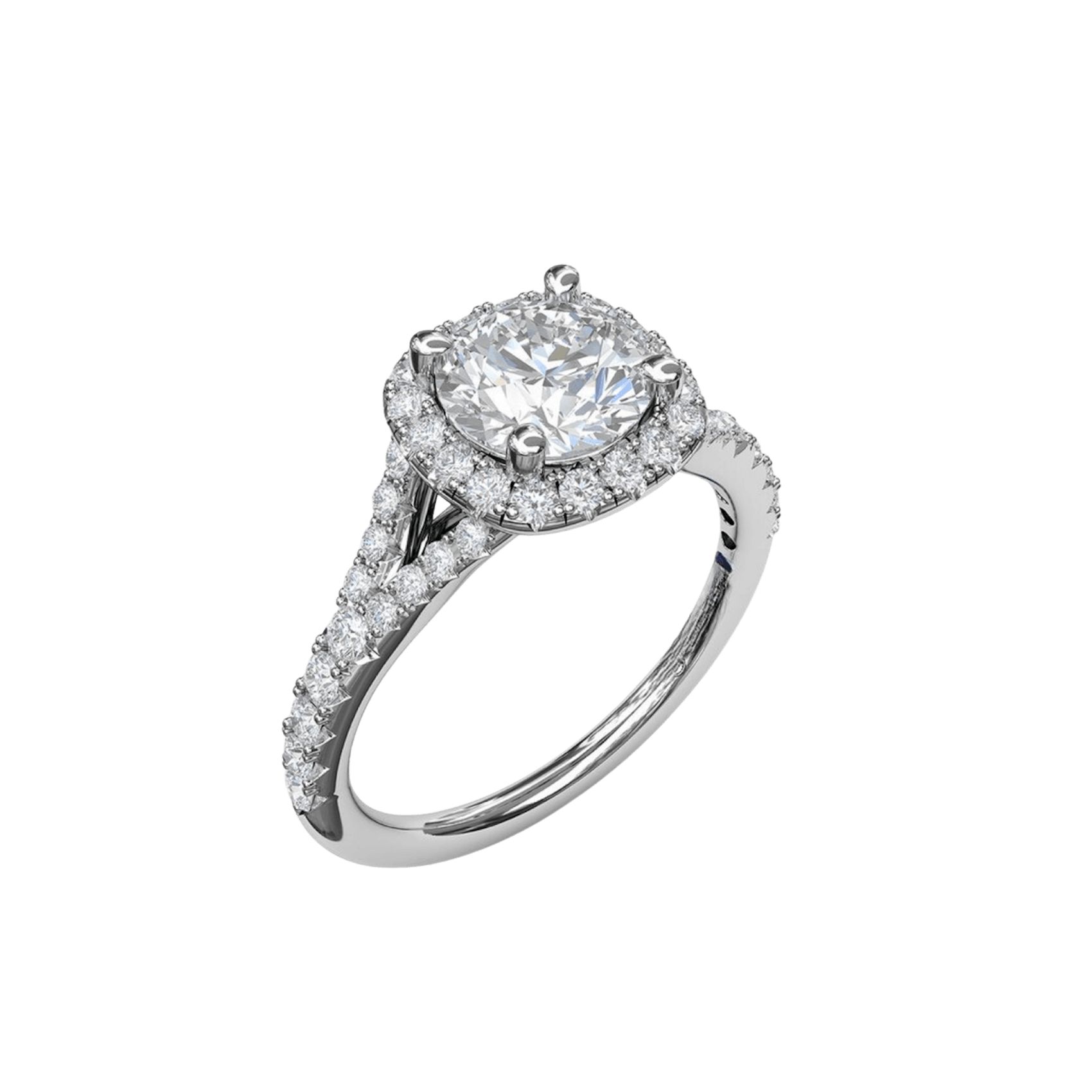 Vertical The 1916 Company Collection Classic Diamond Halo Engagement Ring with a Subtle Split Band S3844