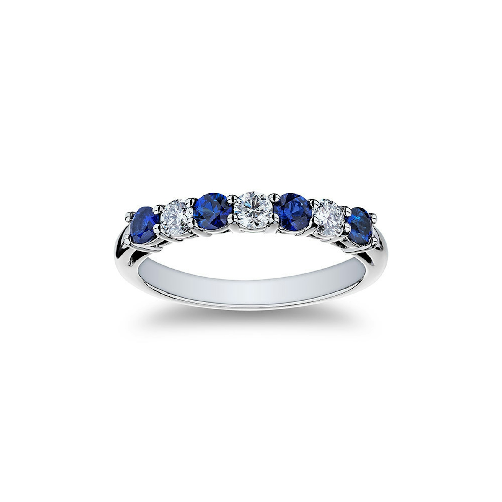 Vertical Platinum Diamond And Sapphire Band