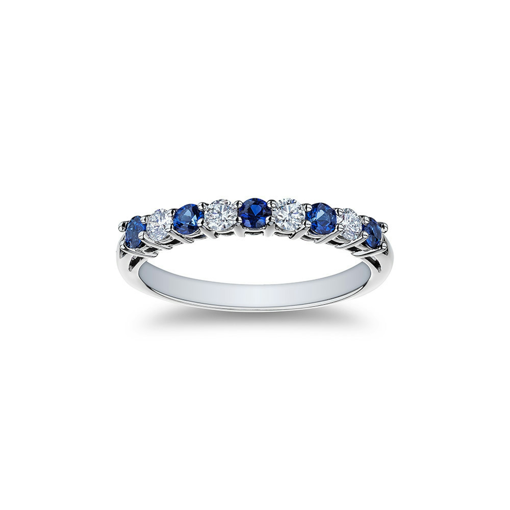 Vertical Platinum Diamond And Sapphire Band