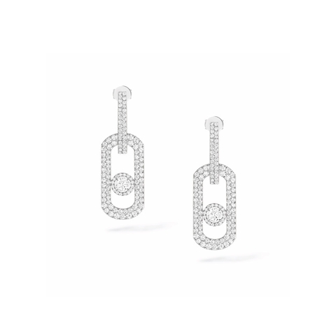 Vertical 18K White Gold Move Citizen Diamond Pave XL Earrings