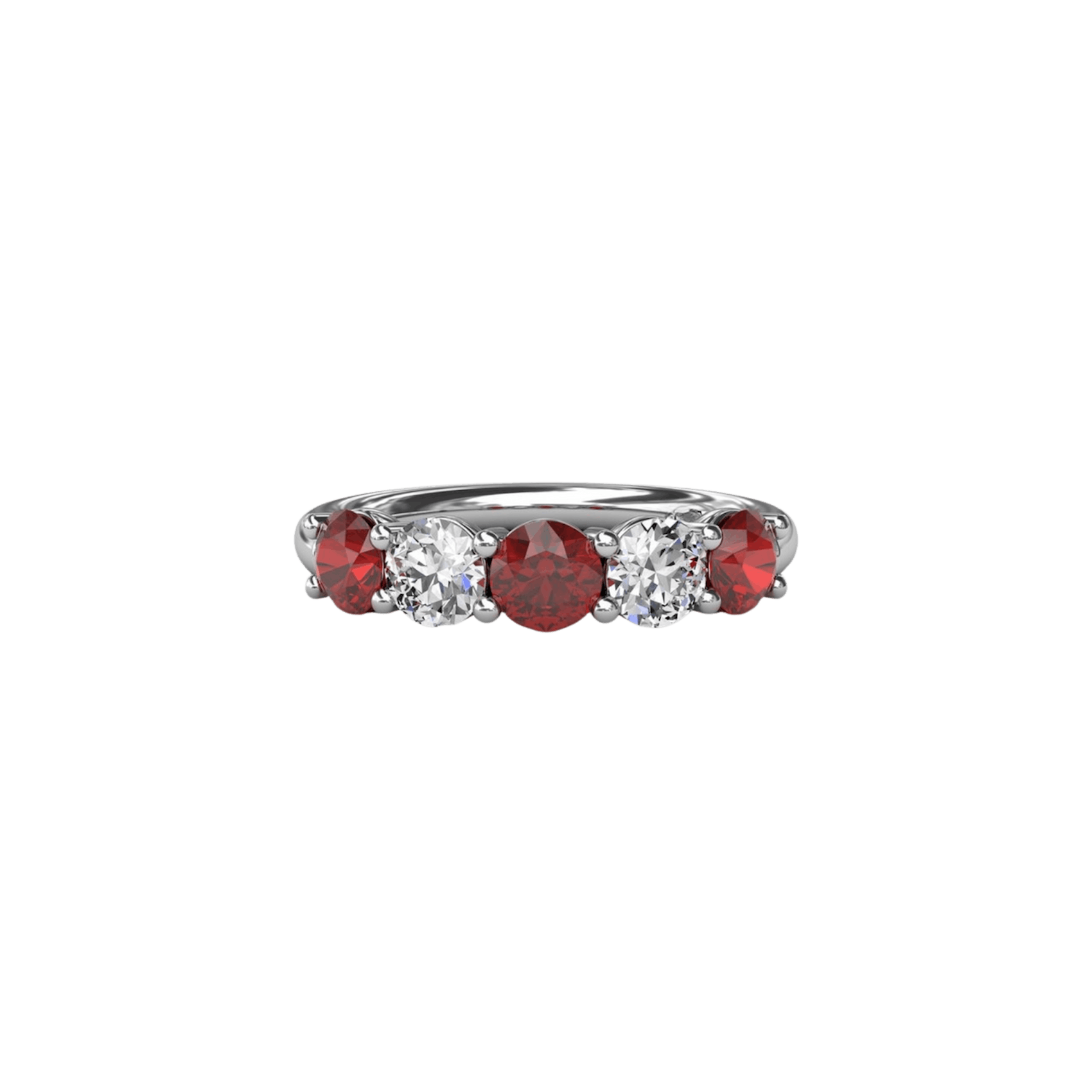Vertical The 1916 Company Collection Chunky Ruby and Diamond Shared Prong Anniversary Band W6207R