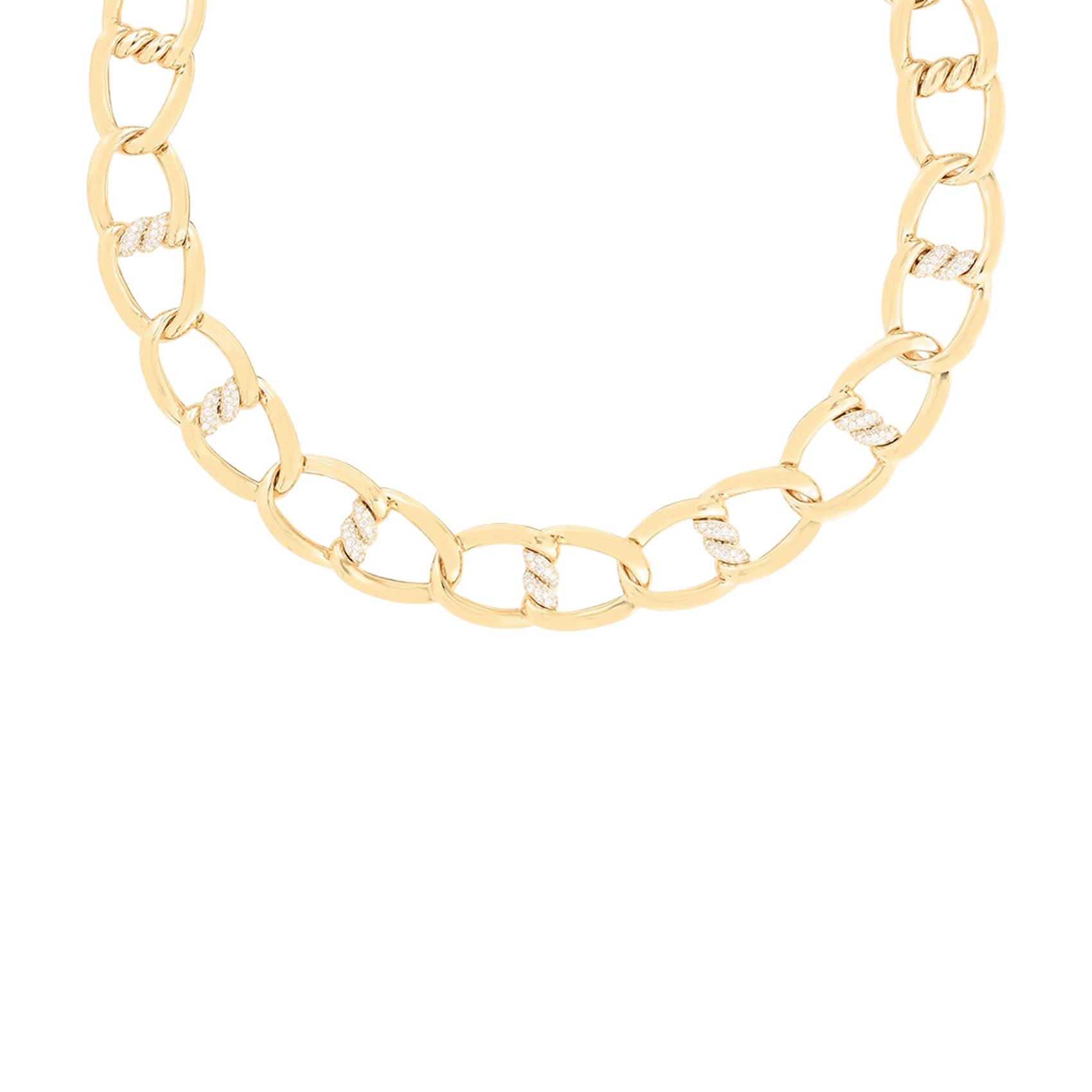 Vertical 18K Yellow Gold Cialoma Diamond Knot Necklace