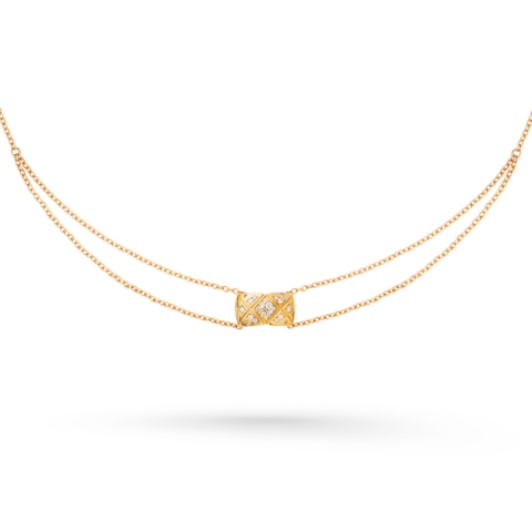 Vertical 18K Yellow Gold Coco Crush Diamond Necklace