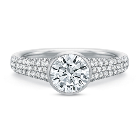 Vertical White Gold Diamond Bezel Set Semi-Mount Engagement Ring