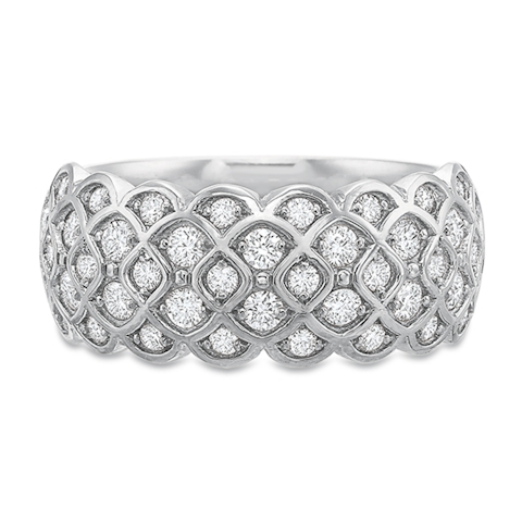 Vertical White Gold 5- Row Diamond Band