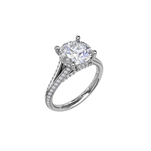 Vertical Infinity Round Cut Engagement Ring With Scalloped Halo S3723