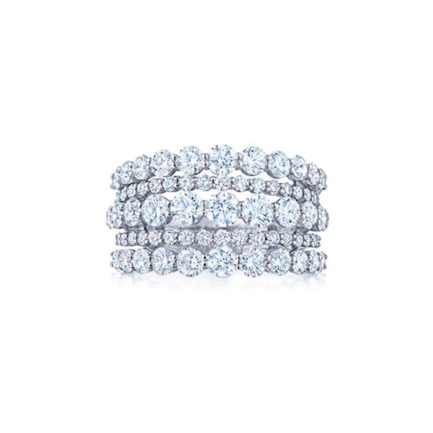 Vertical 18k White Gold Lyric 5-Row Diamond Ring