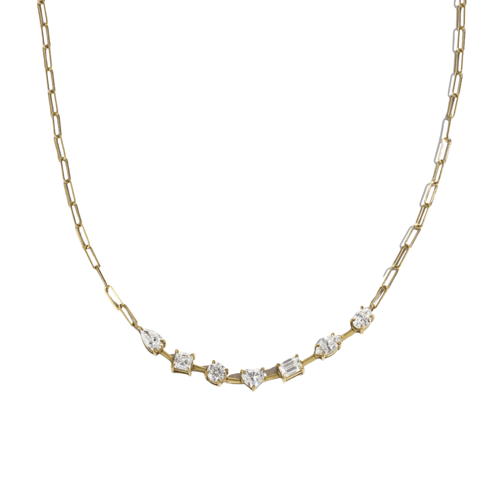 Vertical 18K Yellow Gold Diamond Necklace