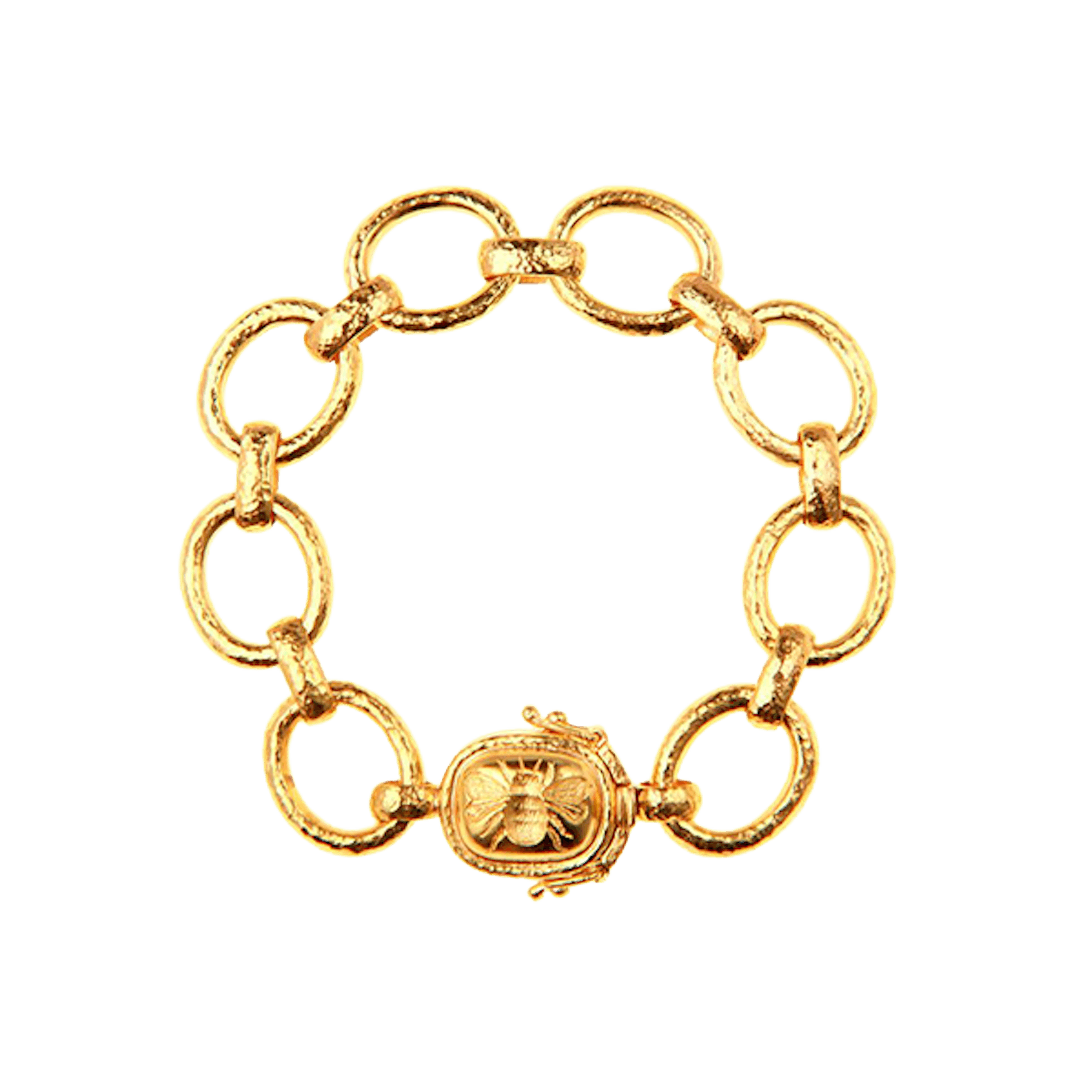 Vertical Smooth Link Bracelet With "Fat Bee" Clasp