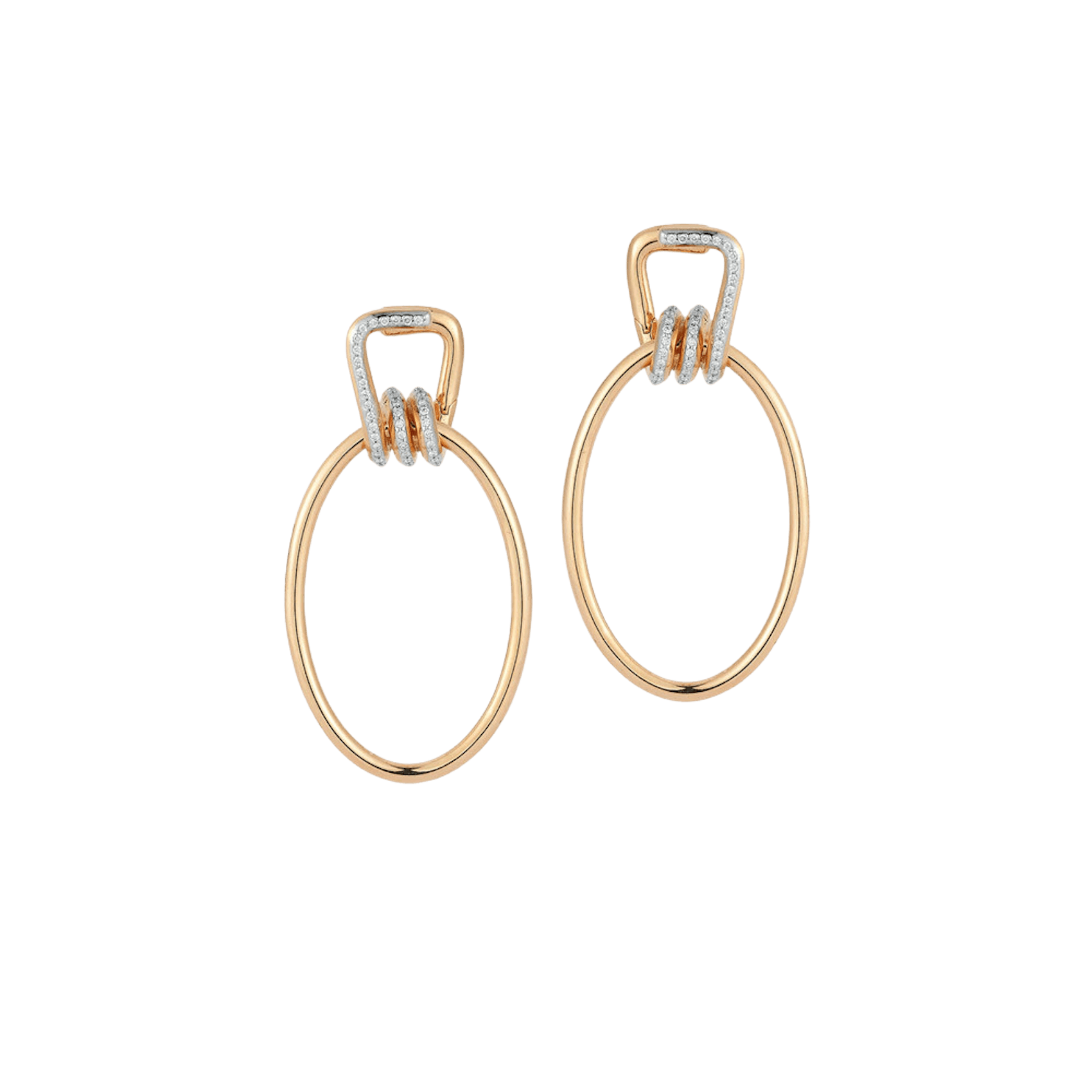 Vertical 18K Rose Gold Huxley Diamond Coil Link Earrings