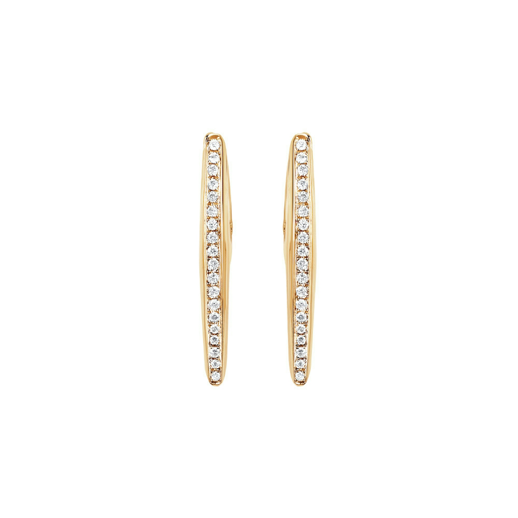 Vertical 18K Yellow Gold Diamond Mini Axe Earrings