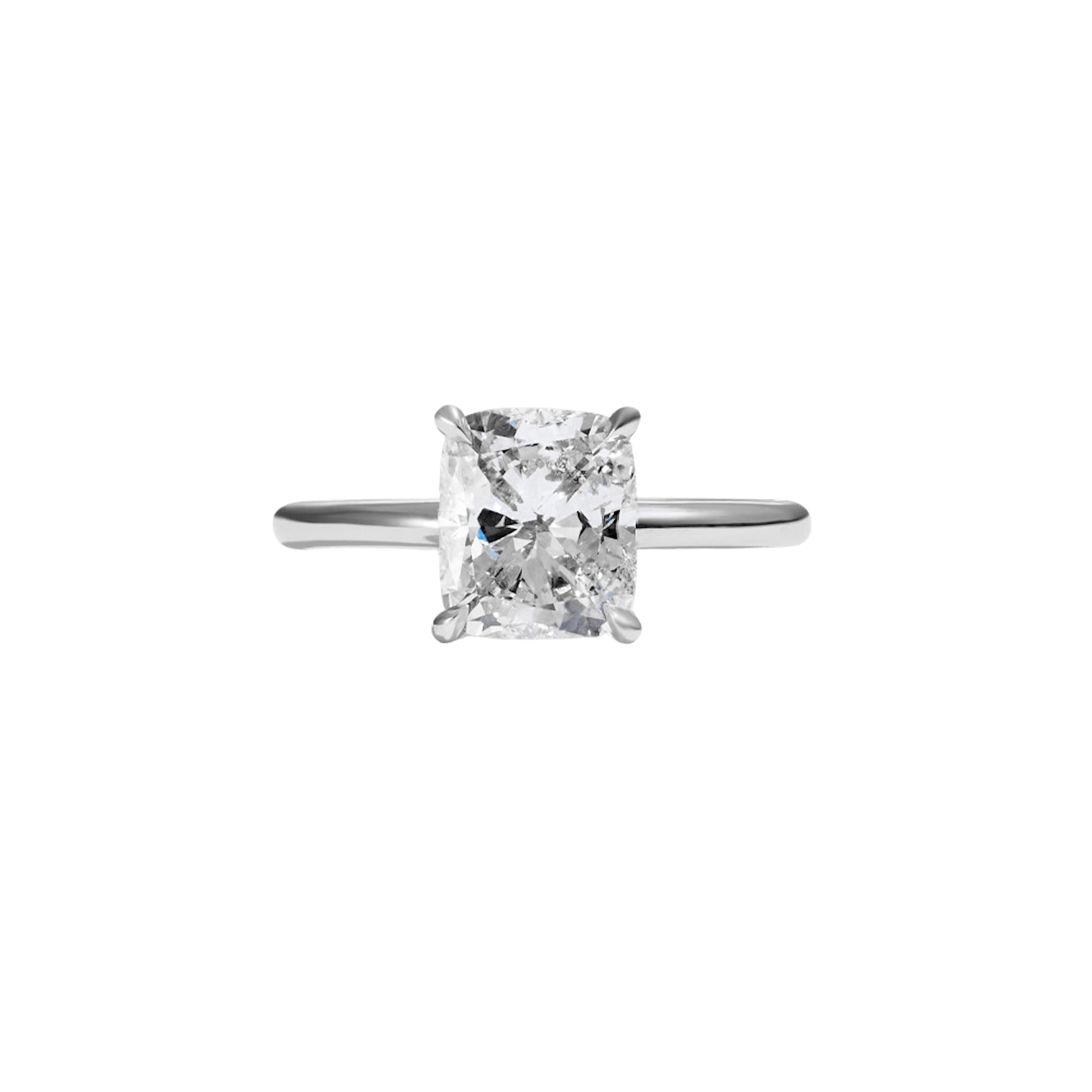 Vertical Platinum Cushion Solitaire Diamond Ring