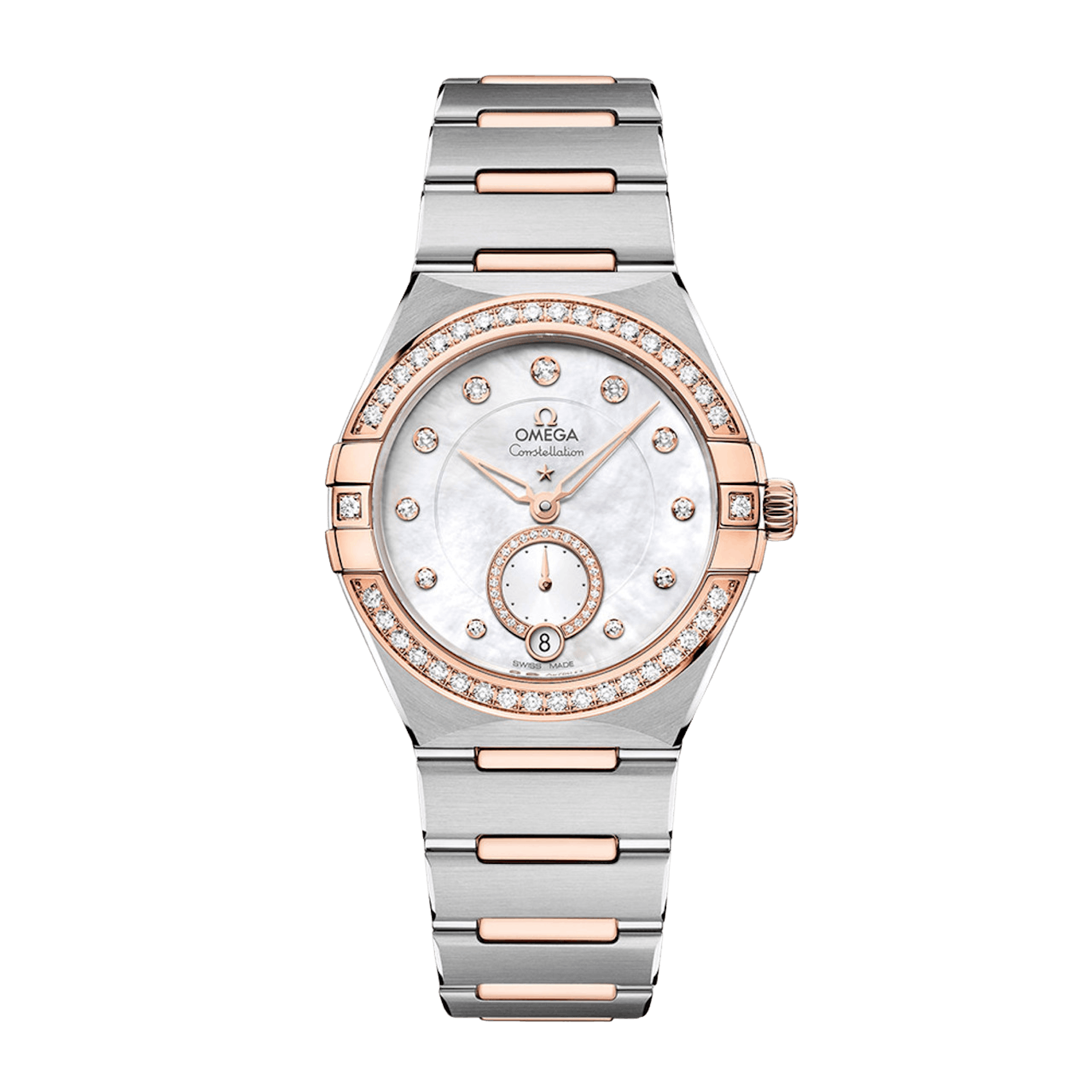 Vertical Omega Constellation Small Seconds 18K Sedna Gold & Steel 34mm 131.25.34.20.55.001
