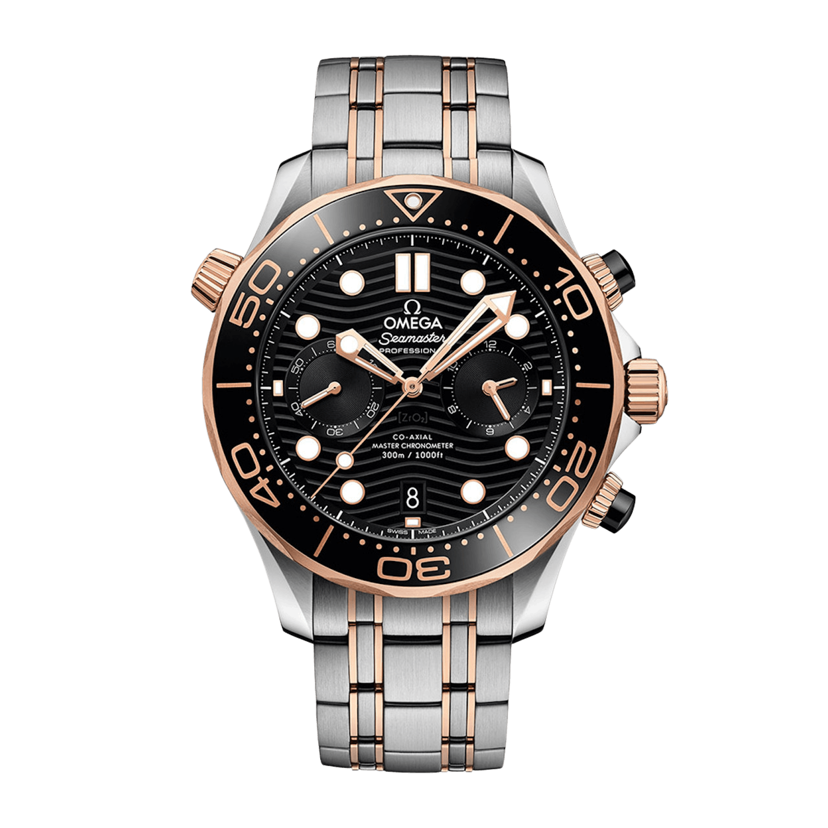 Vertical Omega Seamaster Diver 300M Chronograph 18K Sedna Gold & Steel 44mm 210.20.44.51.01.001